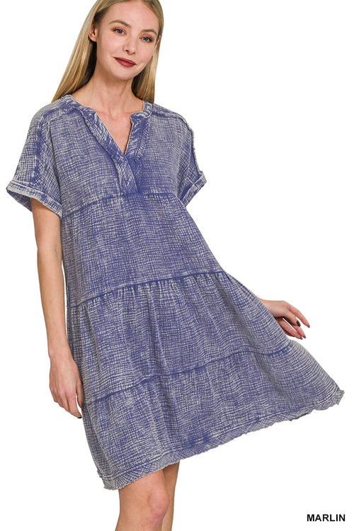 Day Dream Gauze Raw Edge Dress