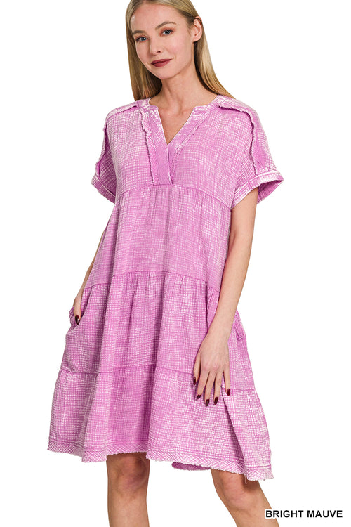 Day Dream Gauze Raw Edge Dress