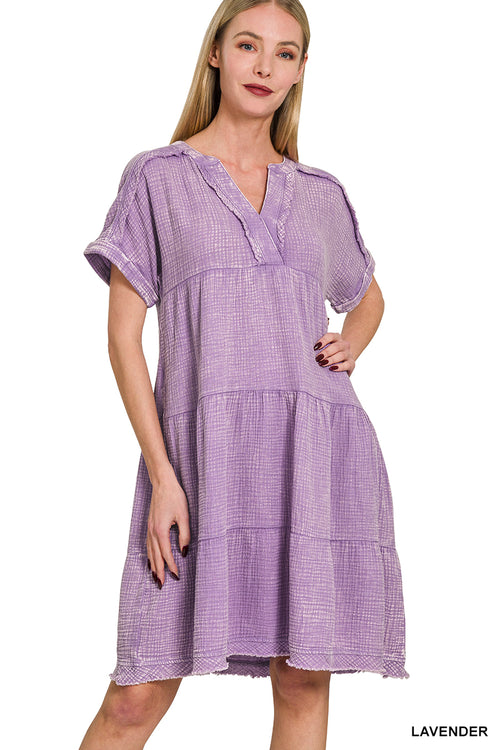 Day Dream Gauze Raw Edge Dress