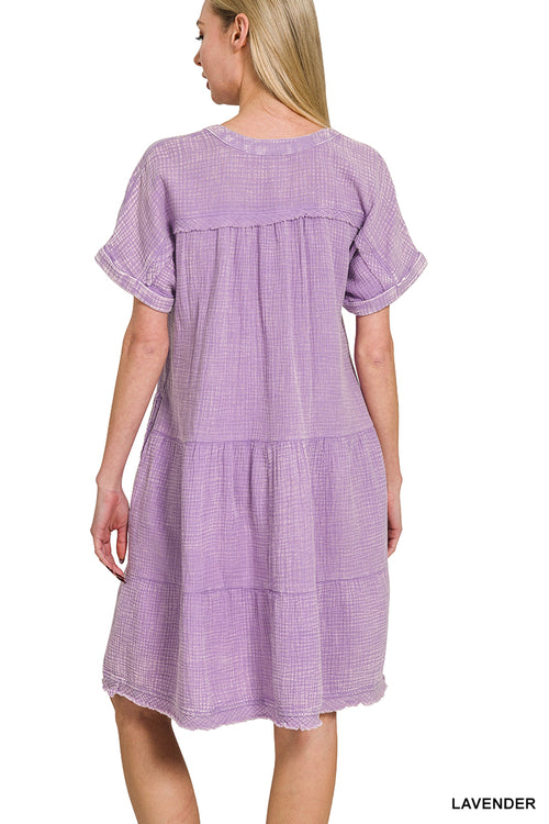 Day Dream Gauze Raw Edge Dress