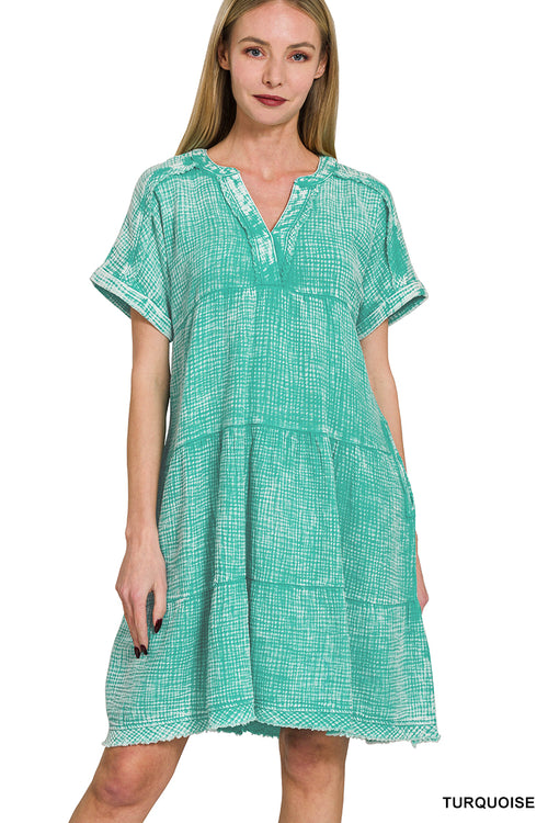 Day Dream Gauze Raw Edge Dress