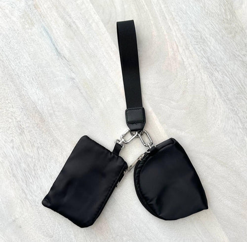 Dual Pouch Wristlet Keychain Wallet