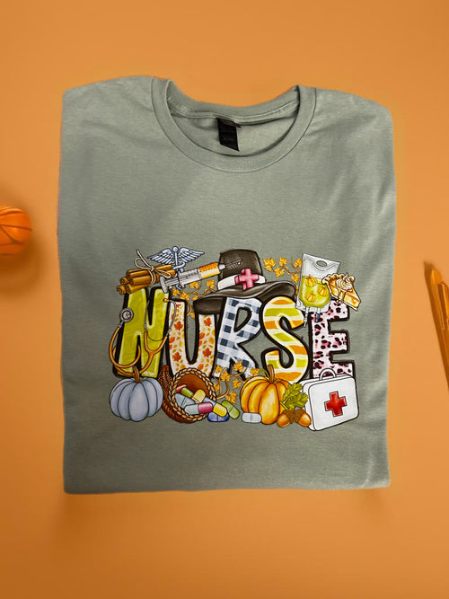 Fall Pumpkin Nurse Tee