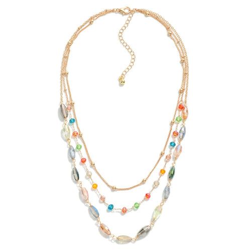Layered Chain Necklace with Beads