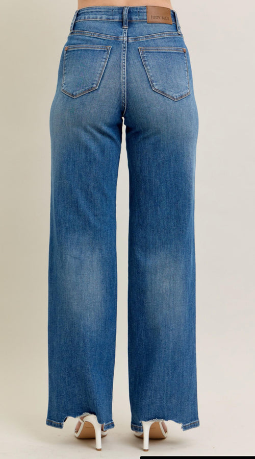 Judy Blue All Chewed Up Wide Leg Jean