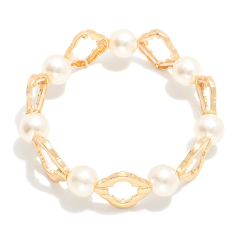 Pearls and Metal Bracelet