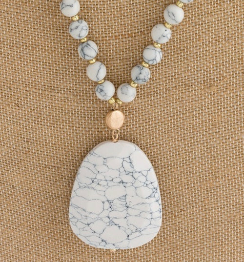 Semi Precious Natural Stone Pendant Necklace