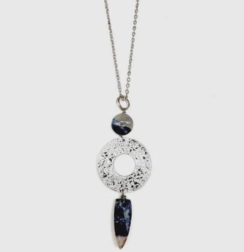 Sodalite,Silver Open Ring Banjara  Collection Necklace