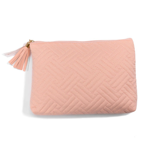 Tasseled Quilted Makeup Bag