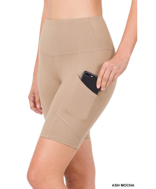 Zenana Biker Shorts with Pocket