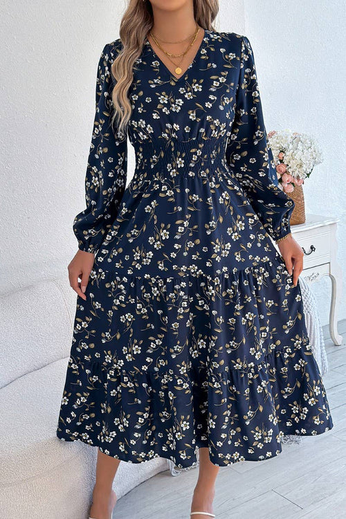 Oh My Darlin' FLORAL V-NECK LONG SLEEVE  DRESS