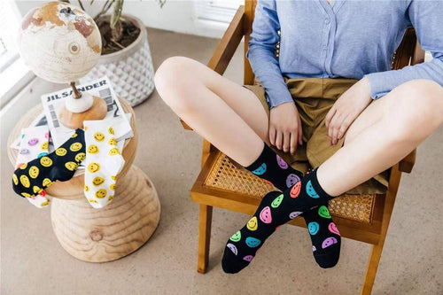 Colorful Cute Smile Printed Crew Socks