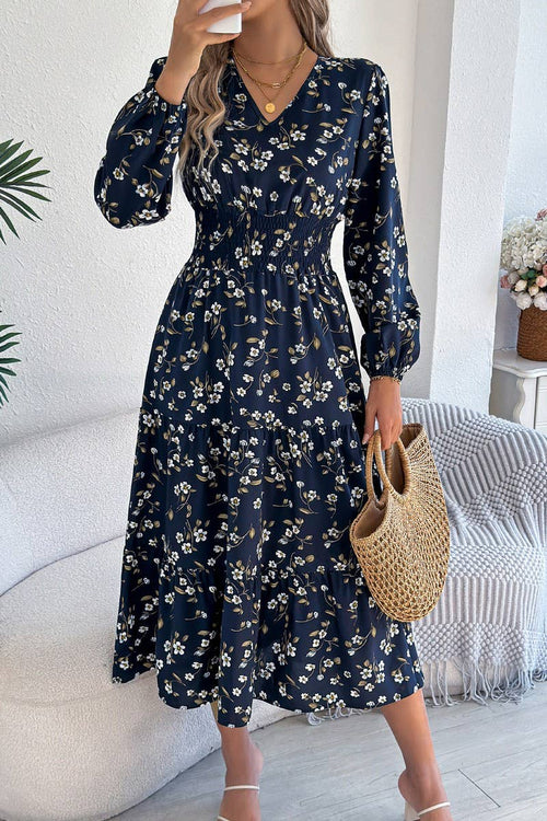 Oh My Darlin' FLORAL V-NECK LONG SLEEVE  DRESS