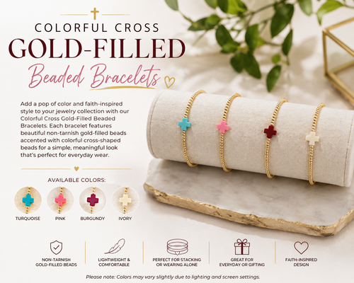 Colorful Cross Gold-Filled Beaded Bracelets