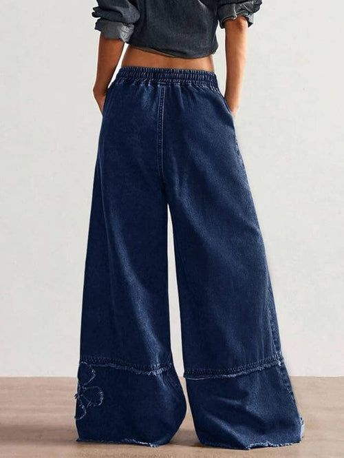 Flower Power Boho Vintage Drawstring Jeans