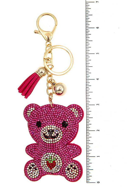 RHINESTONE PAVE TEDDY KEYCHAIN