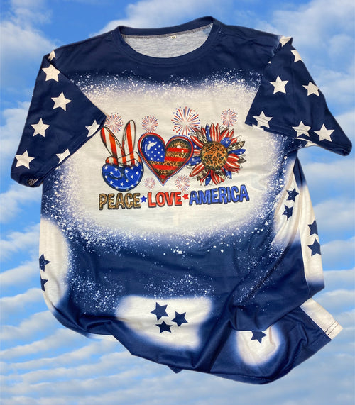 Peace Love America Polyester Sublimated Tee